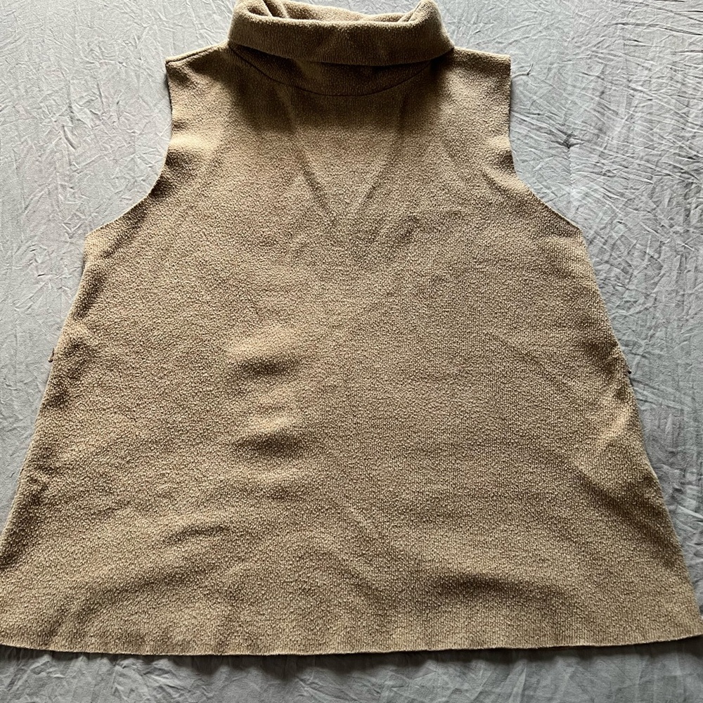 Zara Cowl Neck Sleeveless Sweater in Tan